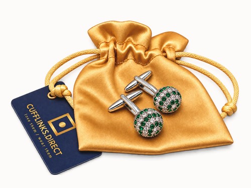 Ball cufflinks with emerald - with,