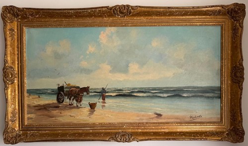 Very large vintage seascape - vintage,