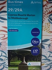 Arriva North East Timetable Routes 29 /29A. From 19th February 2017.