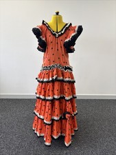 Spanish Lady Women’s Fancy Dress Costume Orange And Black Spots