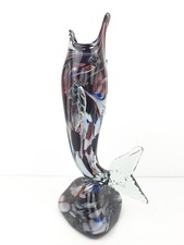 Vintage Multi-Coloured Murano End Of Day Glass Upright Fish 32 cm H