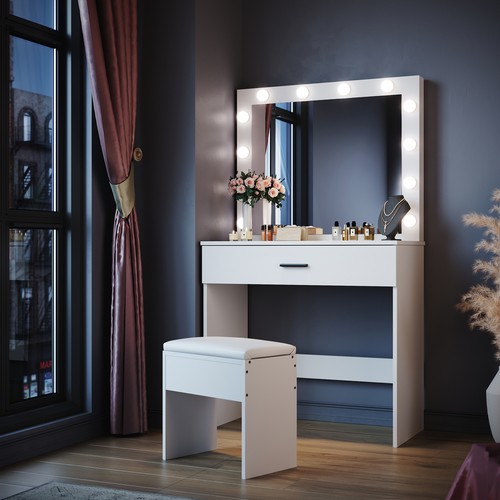 White dressing table set - white,