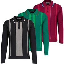 NEW MADCAP MENS RETRO 60s 70s 90s MOD KNITTED Rib Stripe POLO Nova MC1031