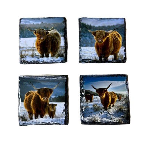 Slate coaster set highland - slate,