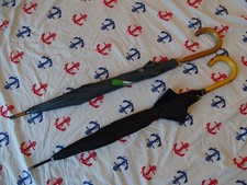 Job lot bundle 2x auto open umbrellas. Grey Van Lanschoit Bank & Black umbrella.