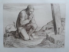 1895 WILLIAM STRANG ETCHING. "CHRISTIAN LOSES HIS BURDEN" (Pilgrim's Progress)