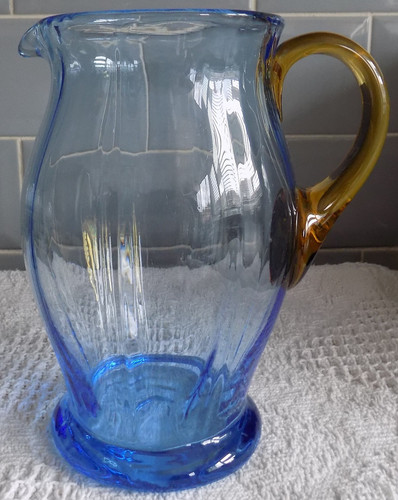 Vintage light blue glass jug - vintage,