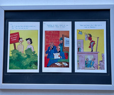 Vintage Funny Cheeky Seaside Postcards ,3 in Framed 12 inch x 9 inch white frame