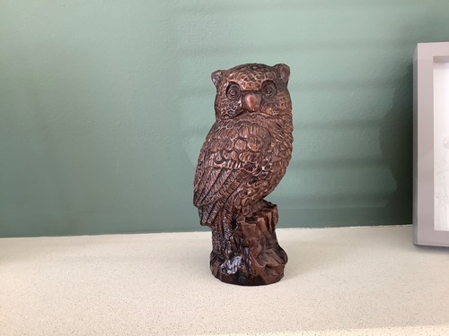 Owl figurine resin wood - wood, effect