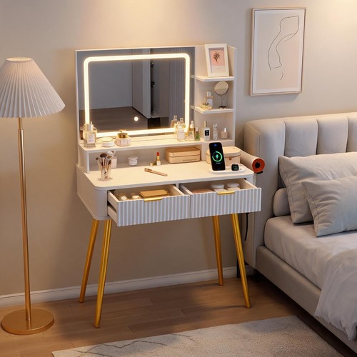 White dressing table - white, w/