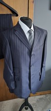 TM Lewin Navy Blue Chalkstripe