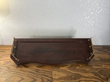 Vintage Ethan Allen Cherry Wood Wall Shelf With Brass Rails Approximately 24" 