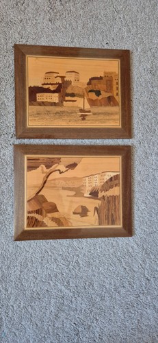 Two marquetry wooden inlaid - two,
