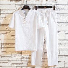 Men Cotton Linen Short Sleeve