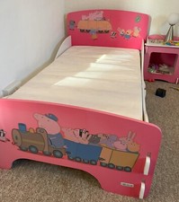 Peppa Pig child's bed with side table, mattress and bedding