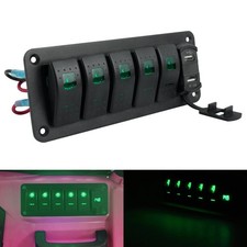 5 Gang Green LED Switch Panel