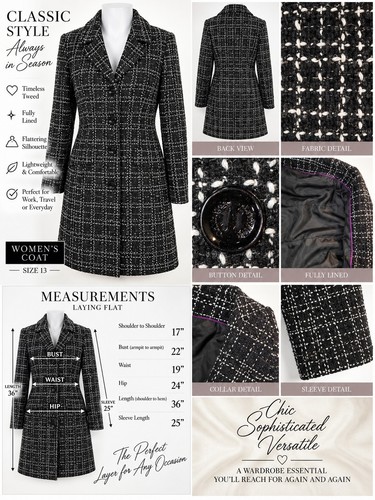 Black white tweed coat - 🖤,