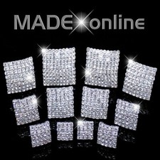 Square Stud Earrings, Diamante Stones, Sparkle Crystal Bling