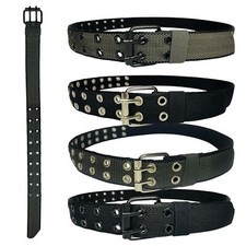 Tactical Army Belt Military Webbing Belt Eyelet Hole with Double Prong Buckle