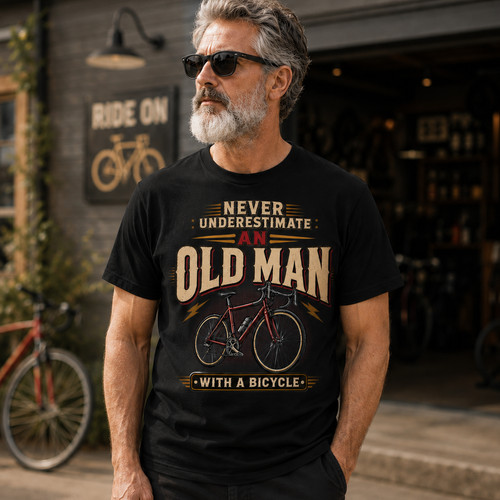 Old man bicycle men shirt - old,