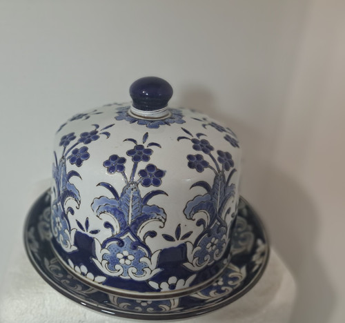 Blue white floral pottery - floral,