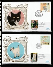 Alderney FDC 1996 set 5 Benham single silks, Cats with Cats protection League st