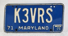 Vintage 1971 Maryland License