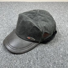 Salon Hat Men Medium Grey Trapper Leather Peak Quilted Lined Hunting Shooting