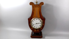 ANTIQUE LYRE MANTEL CLOCK HULL & PARIS INLAID EDWARDIAN