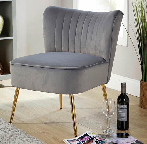 Grey upholstered accent chair - upholstered,
