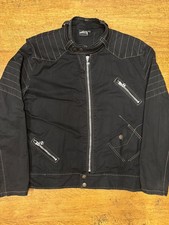 Mens Kangol Canvas Biker Jacket Black XXL (St Helens)