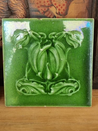 Art nouveau fireplace tile - art,