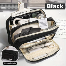 Large Capacity Multi-Layer Pencil Case Student Stationery Makeup Storage Bag UK