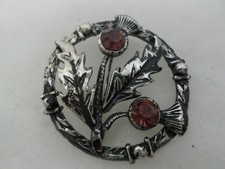 Dark Silvertone Thistle Brooch
