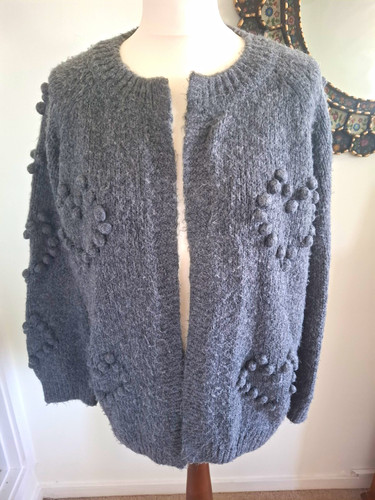 Woman grey wool knit - woman, open
