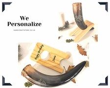 Handmade Viking Drinking Horn With Wooden Stand - Personalized Gift