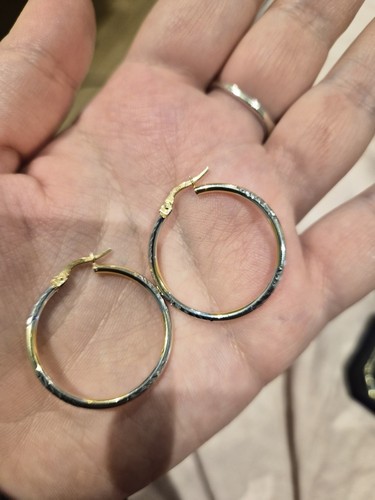 30mm 9ct white and - 30mm, yellow