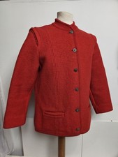 Geiger Cardigan Vintage Jacket Designer Heavy Knit Fine Red Wool Blazer UK Med