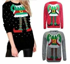 MENS WOMENS CHRISTMAS JUMPER ELF BODY JOKER KNITTED XMAS SWEATER TOP 