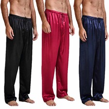 Mens Silk Satin Pants Pyjamas