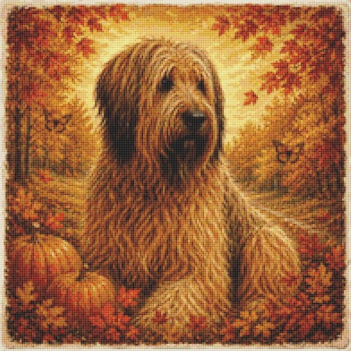 Briard puppy dog autumn - in,