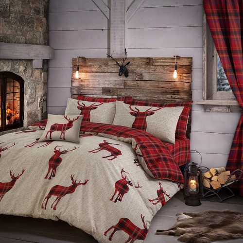 Tartan check winter stag duvet - check,