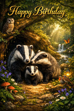 Badger Birthday Card -