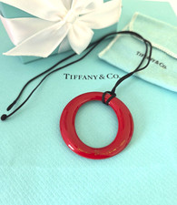 Tiffany & Co. Elsa Peretti Japanese hardwood RED Sevillana Pendant Necklace