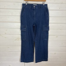 AUTOGRAPH Jeans Womens Size 14 Blue Wide Leg Denim Utility Casual Chambray M&S