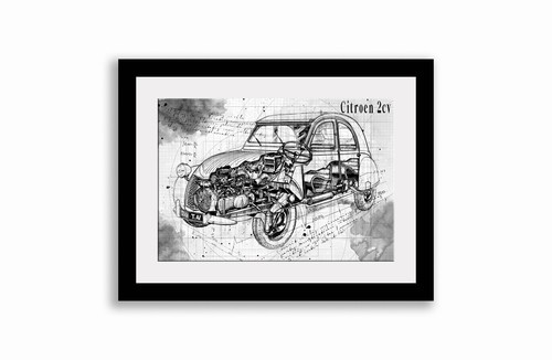 Line tech drawing citroen 2cv - tech,
