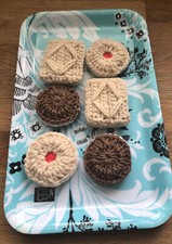 6 Hand Knitted Toy Biscuits -