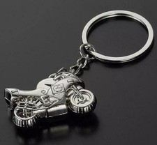 Chrome Silver Effect Metal Motorbike Motorcycle Keyring Keychain Keyfob UK Stock