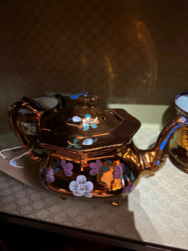 Ceramic copper lustre floral - copper,