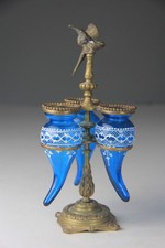 Antique Epergne Vase w/ 3 Blue